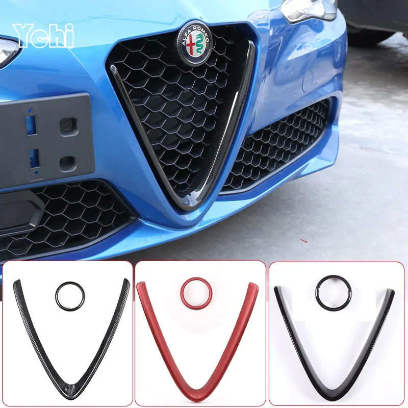 

For Alfa Romeo Giulia Stelvio 2017 2018 2019 2020 2021 2022 ABS Carbon Fiber/Red/Black Front Grill Decoration Frame Accessories