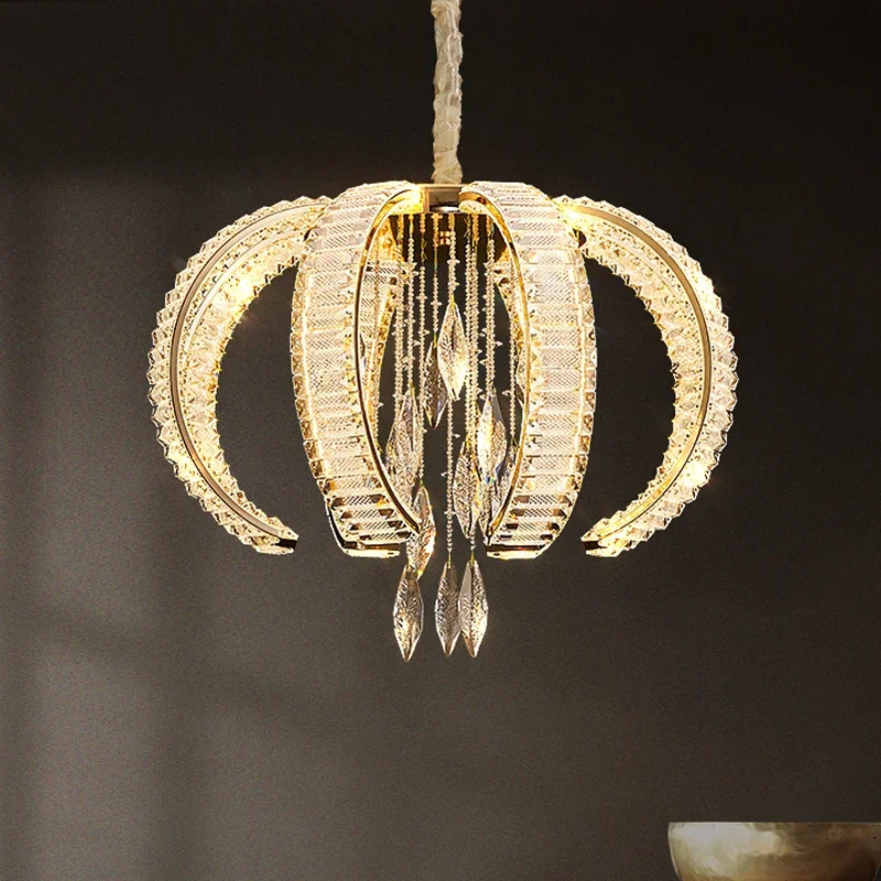 

GOLD round Postmodern luster crystal Chandelier for Living Room Bedroom atmospheric crystal ceiling living lamp