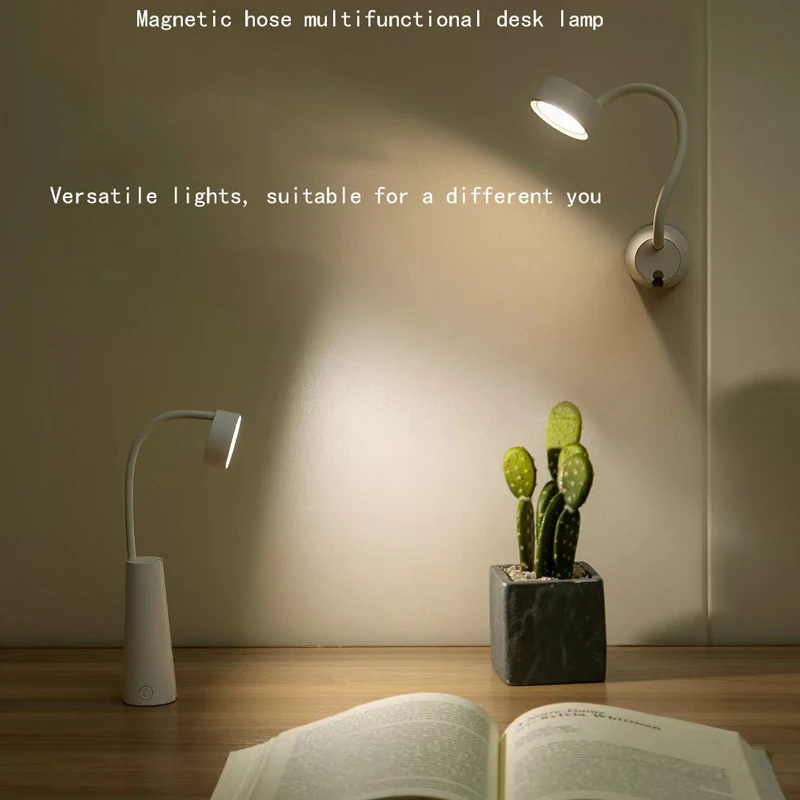 Small Rechargeable Table Lamp For Bedside Reading, Bedroom Lighting, Flexible Gooseneck Night Light, Portable For Dormitory