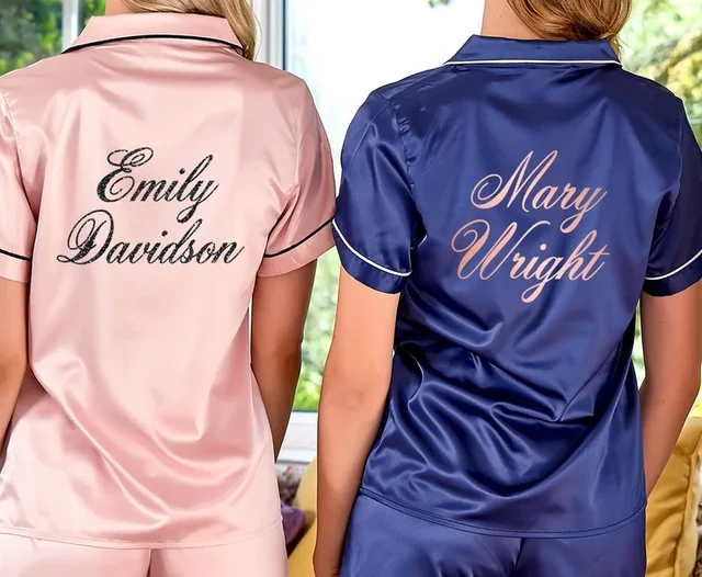 Bridal Personalized Bride Pajamas Set Bridal Pajama Monogram Bride PJ Set Satin Bridesmaids Short Pants Maid of Honor Gifts AliExpress