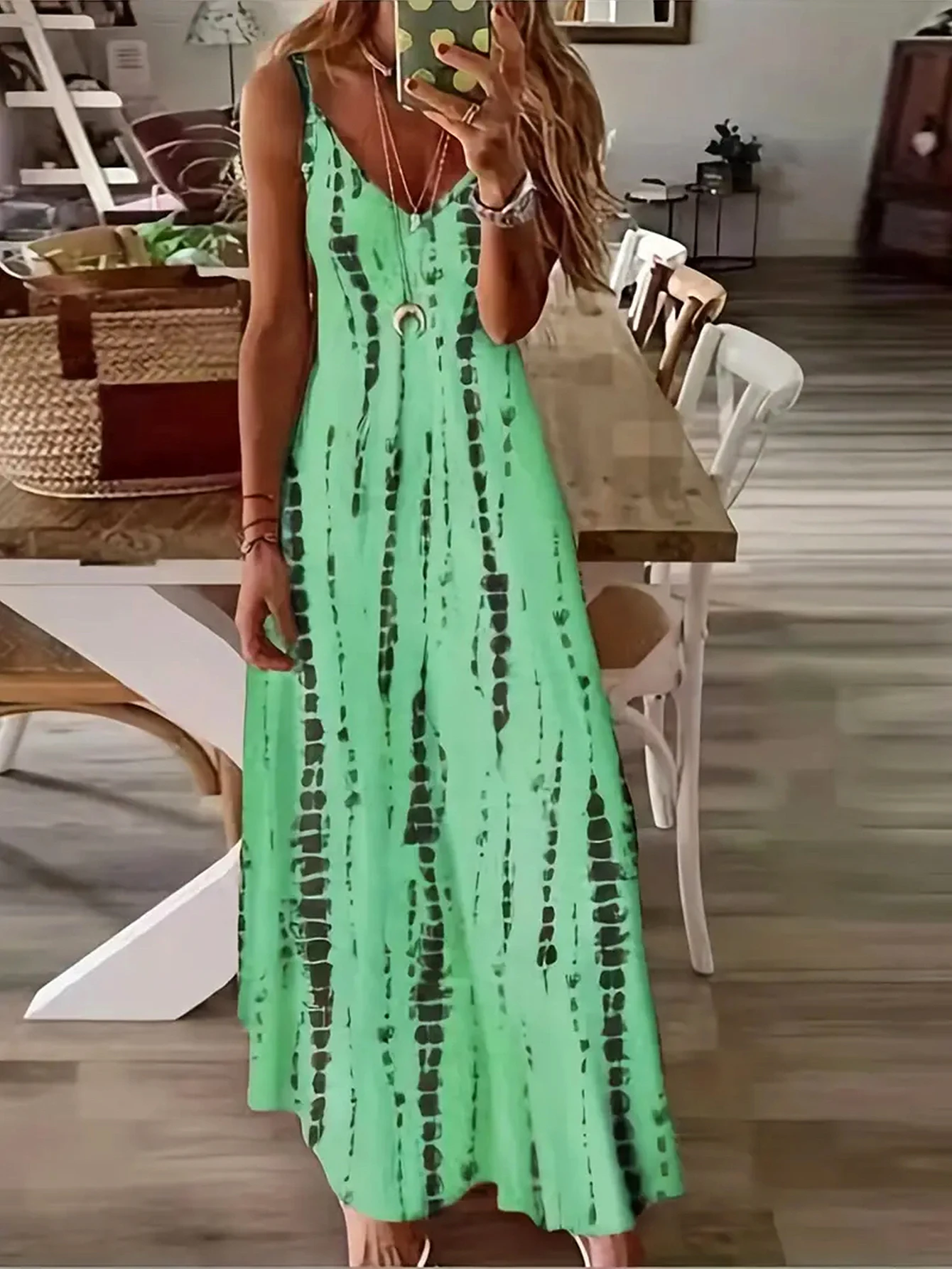 Robe longue décontractée pour femmes, ample, col en v, imprimé Spaghetti, été, plage, vacances