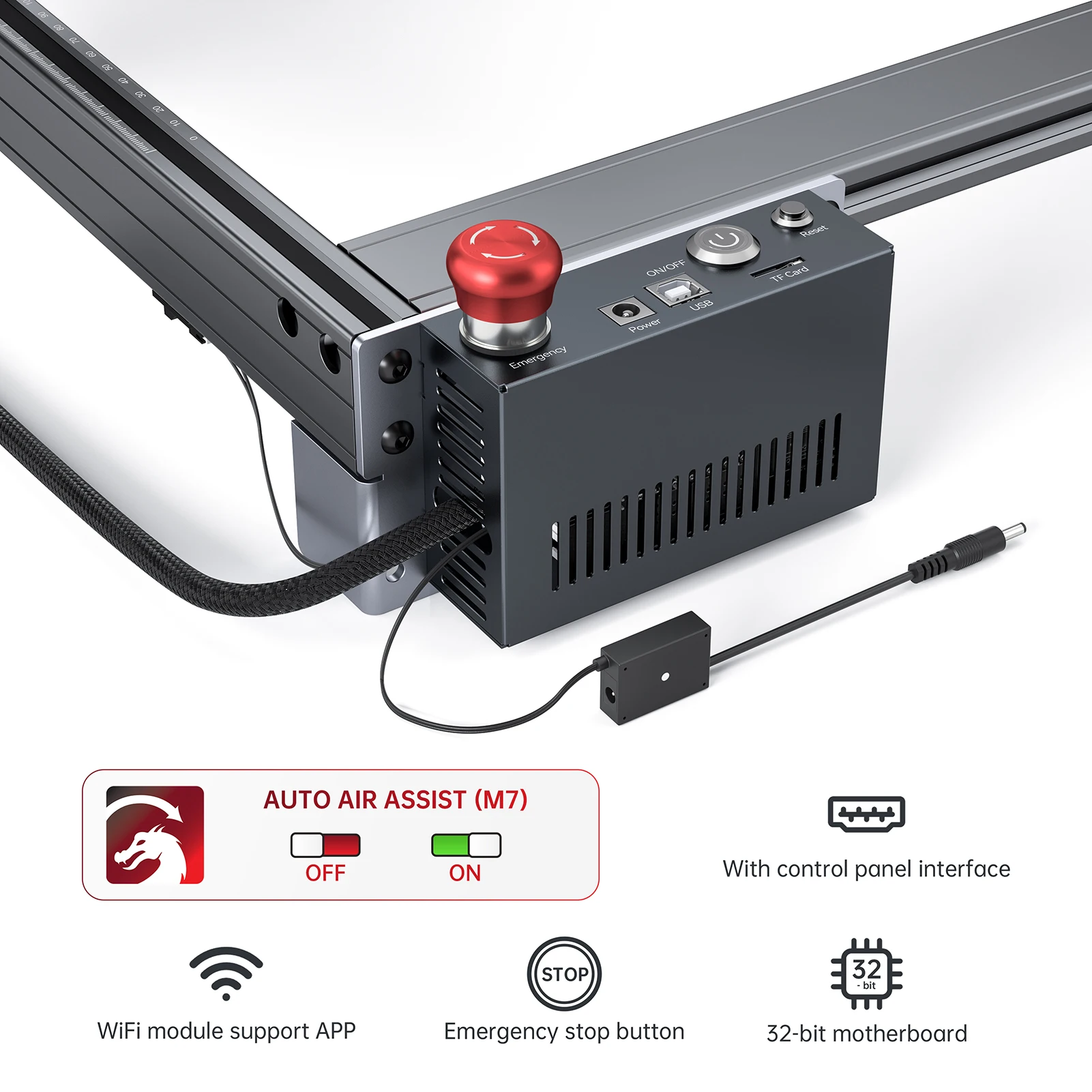 ATOMSTACK AIC1 Sistema automatico di assistenza aerea per macchina per incisione laser Supporto controllo automatico WiFi Lavoro offline con 32 bit