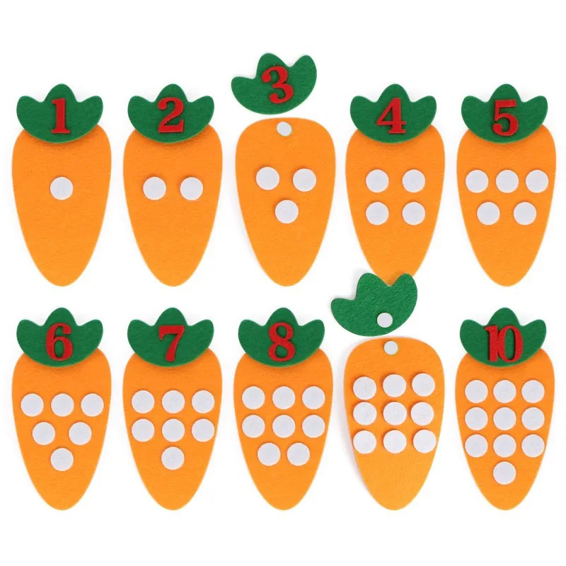 Carrots 1-10 Number Matching Teaching AIDS Learning Educational Toys for Kids Math Game Kindergarten Activity Materials