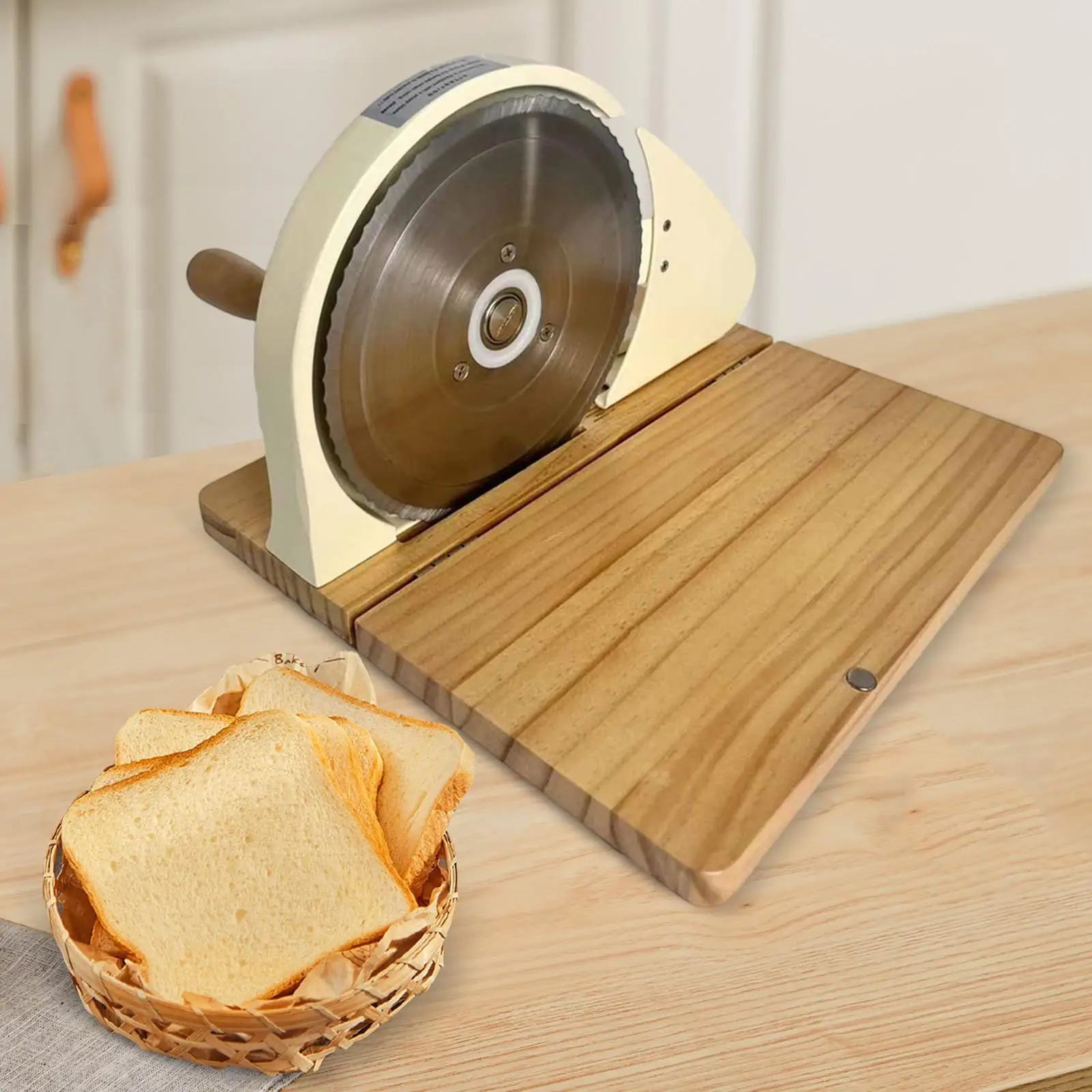 

Manual Bread with Hand Crank Evenly Slicing Stable Serrated Design Classic Premium for Homemade Bread