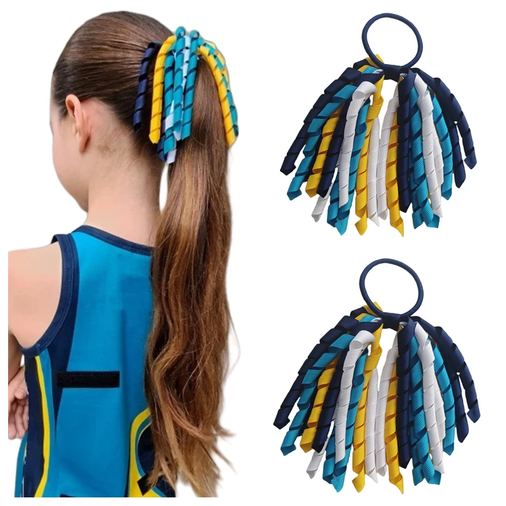 

Woman Girl 5" Korker Elastic Hairband Scrunchie Hair Ties Clip Curly Ribbon Streamer Corker School Flower Customized Color 20PCS