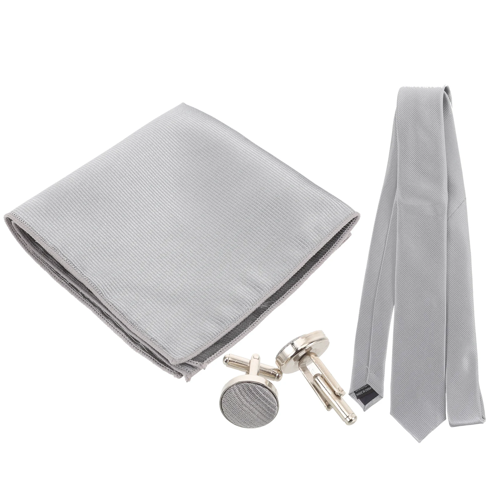 1 set cravatta e gemelli tasca quadrata tinta unita poliestere accessori durevoli per abiti da uomo camicia da smoking borchie moda