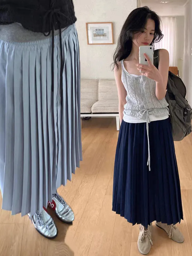 

Korean Style Summer 2026 Women's Halter Vest And Skirt Set Fashionable Elegant Two-Piece Outfit Polyester round Neckline