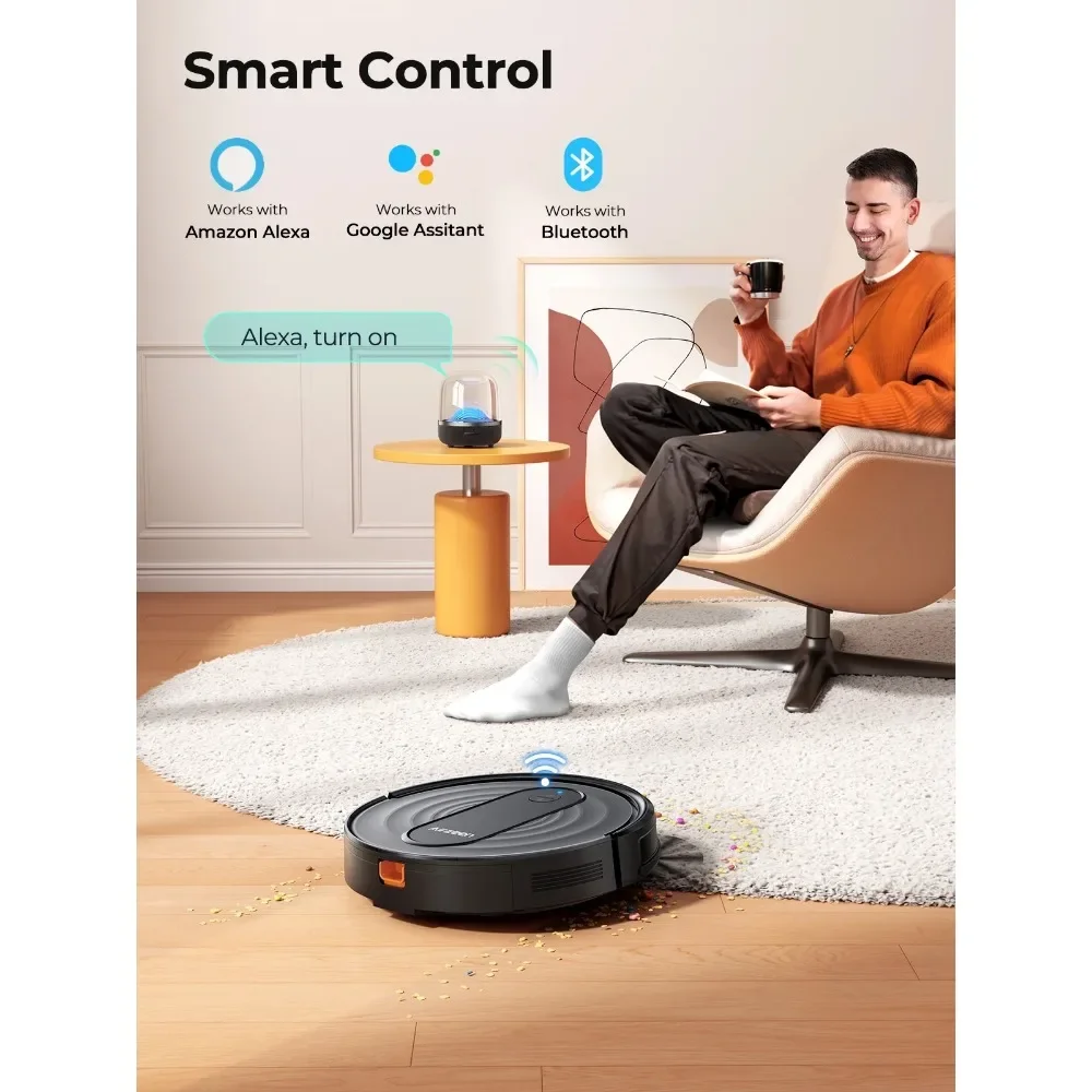 3000Pa Robot Vacuum Cleaner, Smart Robot Vacuum with Alexa, for Carpets, Hard Floors and Home, Black
