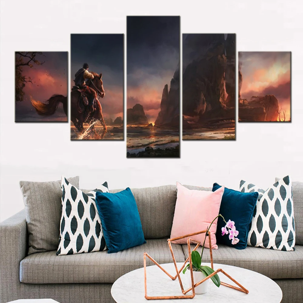 Red Dead Redemption 2 Game Wallpaper Canvas Wall Art Poste Home Decor Modular Picture Print Living Room Artwork 5 Pieces