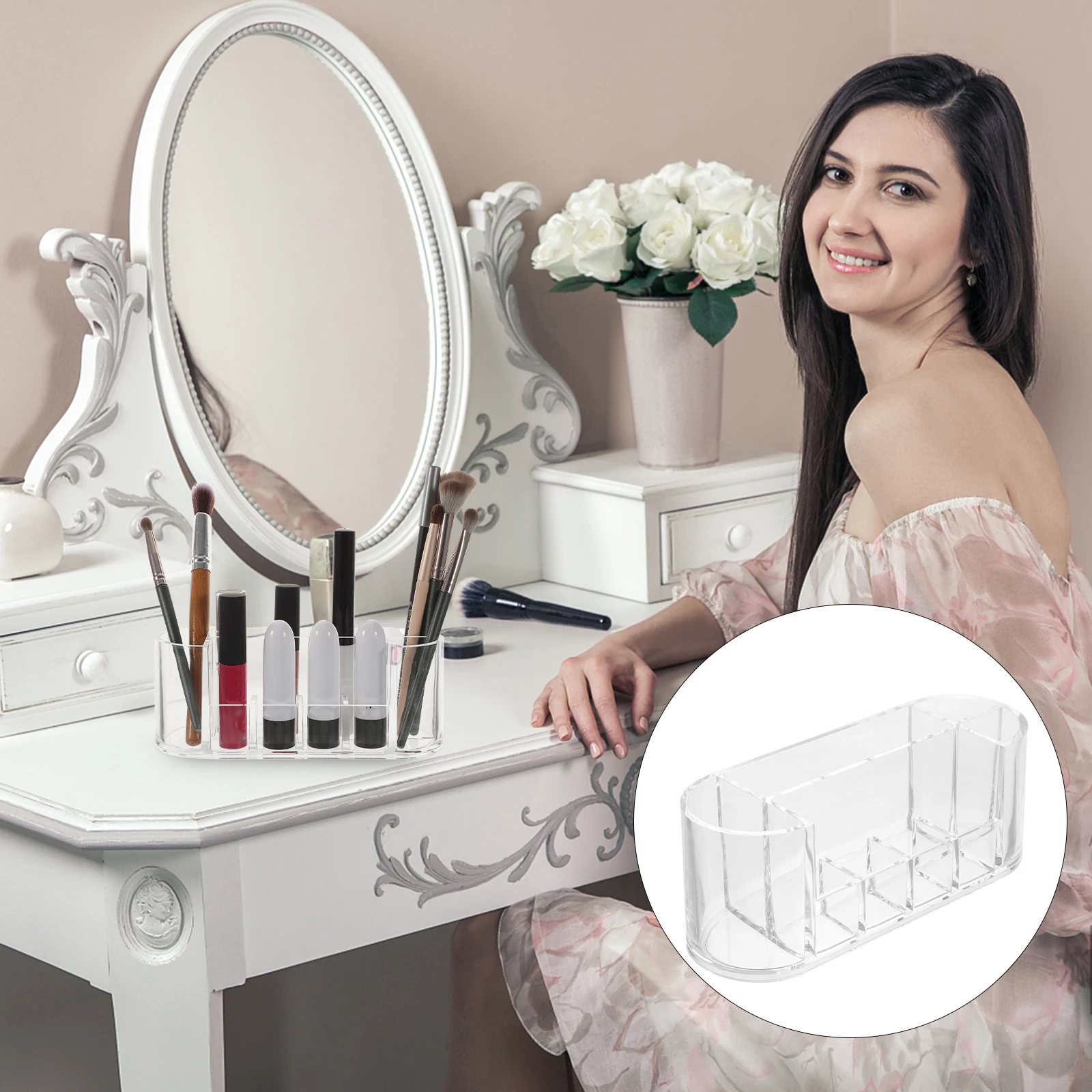 

Clear Acrylic Pen Holder Desktop Organizer Vertical Pencil Storage Cup Stationery Supplies Home Office Use Gifts Ideas