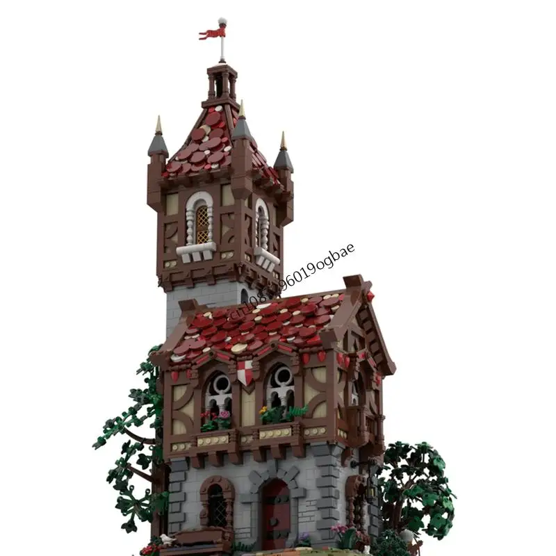 جديد 5756 قطعة Moc الأوروبية القرون الوسطى عرض الشارع غريفين برج القلعة نموذج Diy بها بنفسك الأفكار الإبداعية الاطفال لعبة هدية عيد ميلاد لغز مخصص