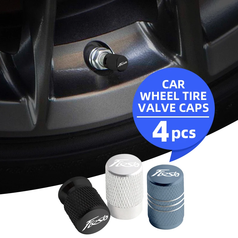 4pcs For Ford Fiesta Logo Emblem Aluminum Car Wheel Tire Valve Cap Covers Tyre Rim Stem Covers Airdust Decoration Accessories