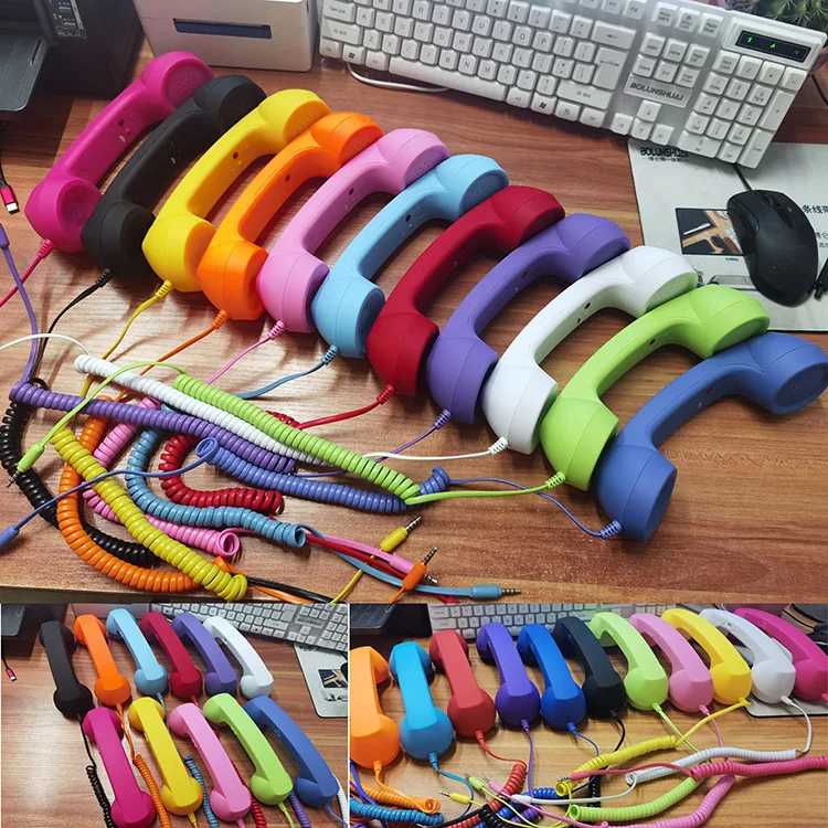 1pc 3.5mm Universal Phone Telephone Radiation-proof Receivers Cellphone Handset Headphone MIC Microphone Handset Fancy Gift