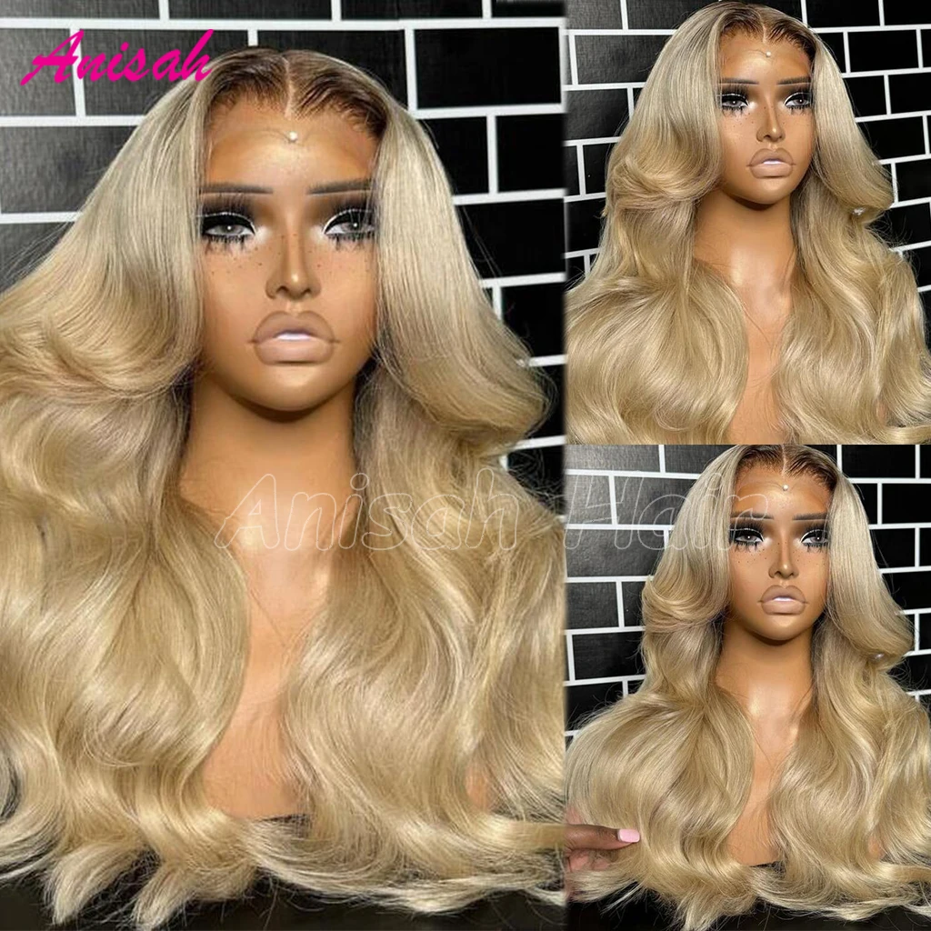 

Ombre Ash Blonde Body Wave Lace Front Wigs Brazilian Remy Human Hair Wigs Glueless 13x4 Lace Frontal Colored Wigs PrePlucked