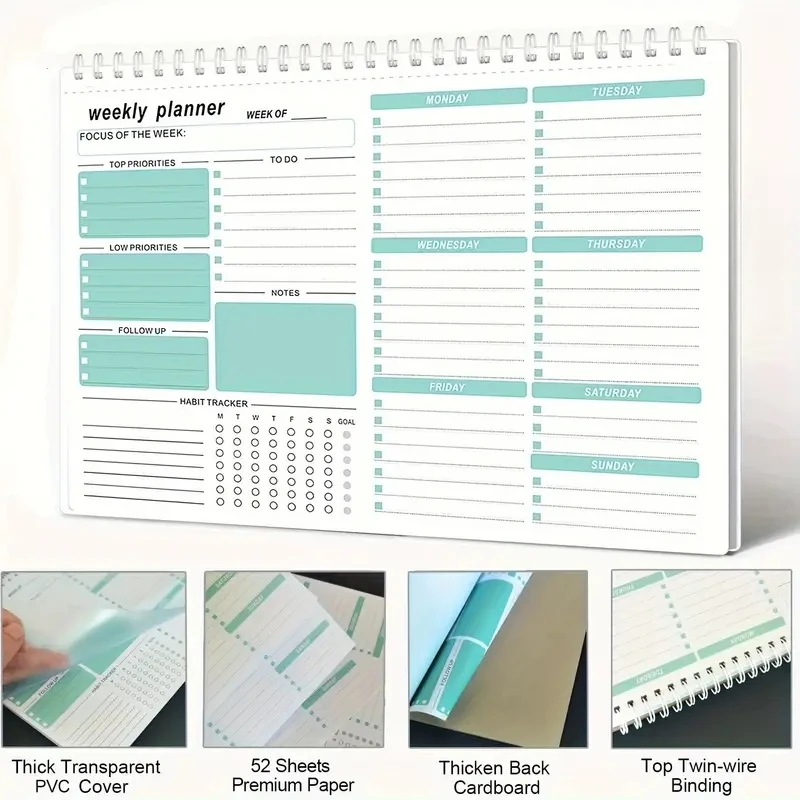 1pc Weekly Goals Schedule Planner To Do List Notebook Calendars Organize