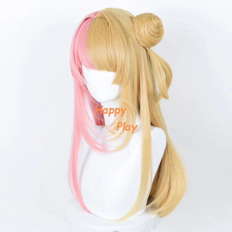 Vtuber-Peluca de Cosplay Kotoka Torahime, pelo sintético resistente al calor, 70cm de largo, dorado, Rosa Virtual Idol Anime, pelucas de Halloween