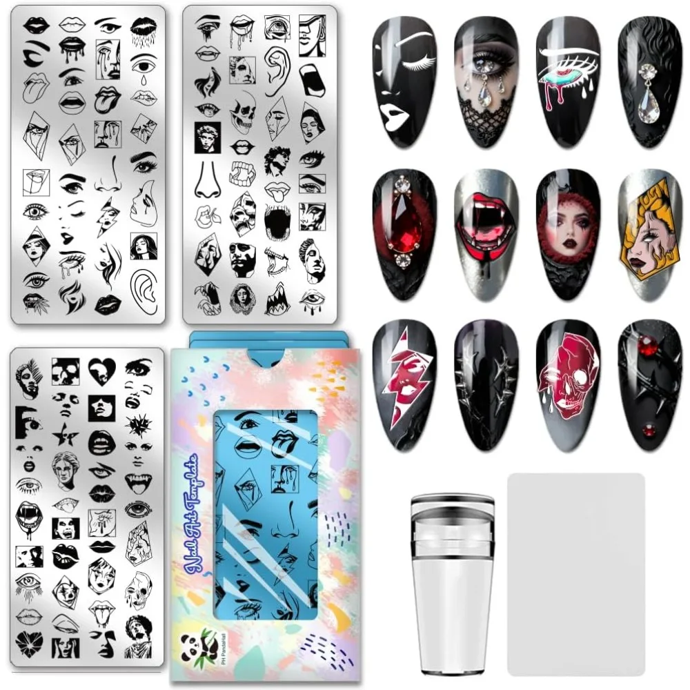 

Шаблоны для дизайна ногтей из нержавеющей стали, прямоугольные, 12x6 см, 3 шт./набор