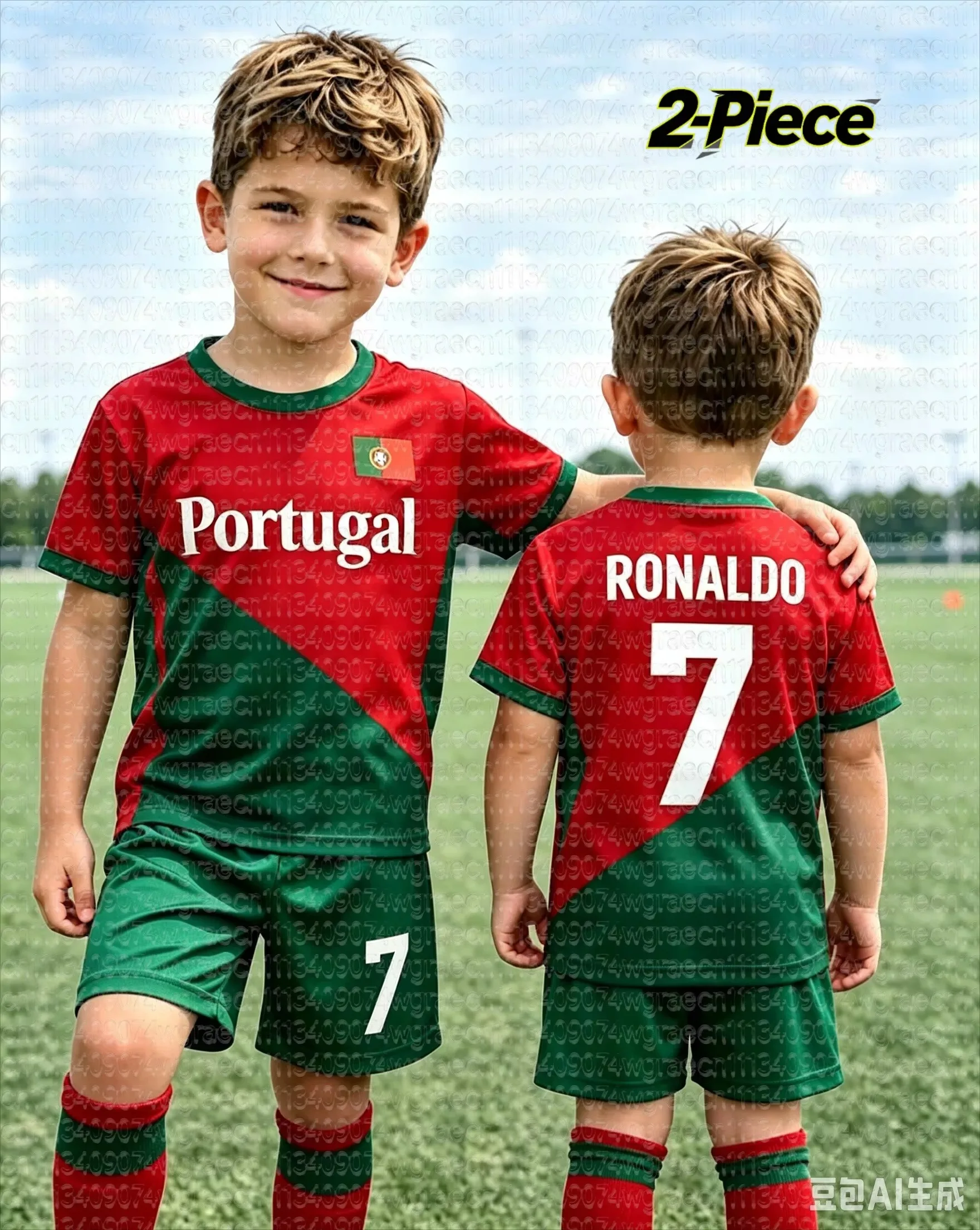 26 Boys Ronaldo No.7 Football Jersey Tee Shorts Set Women Men Harajuku PORTUGAL Fans Shirt Shorts Set Kids Tracksuit 2 Piece Set