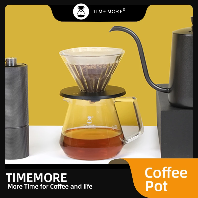 Jarra de Café e Chá TIMEMORE 360ml 600ml, Canecas para Leite, Design Compacto para Cozinha, Brinde Grátis, Tampa de Vidro com Anel de Silicone