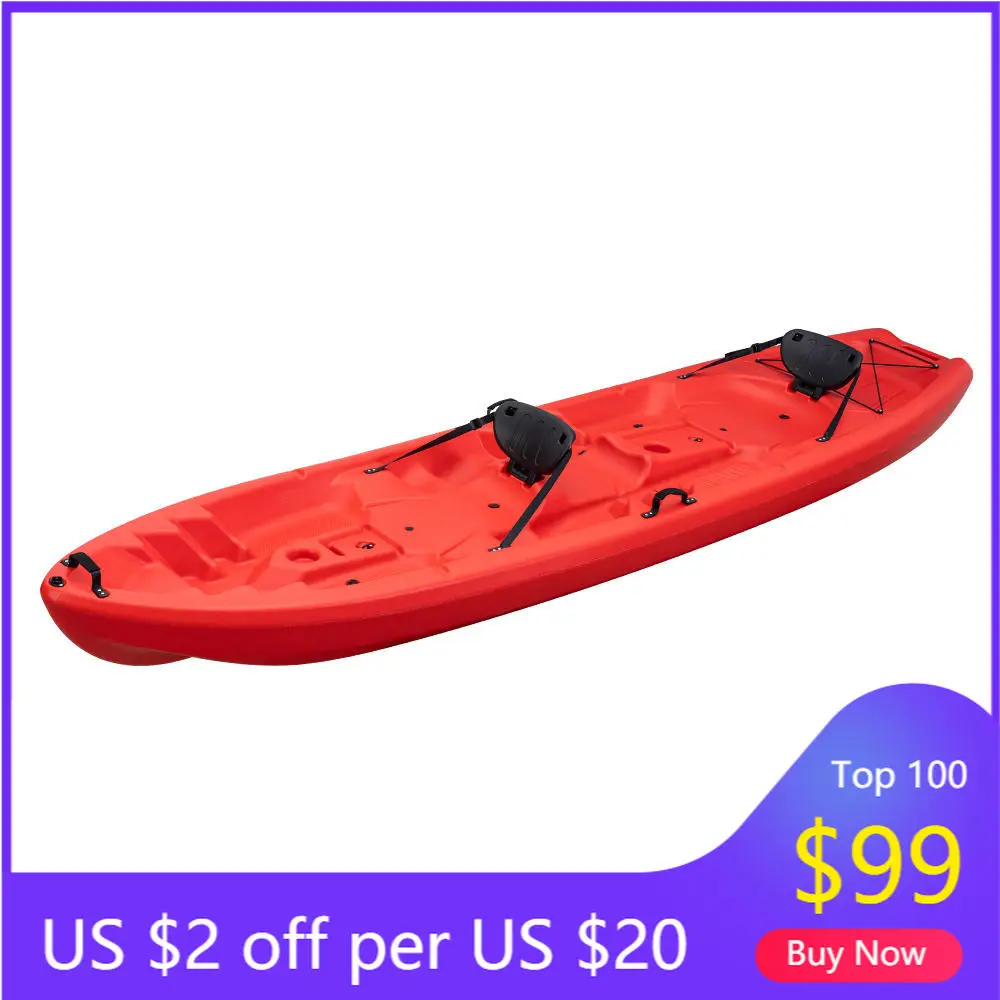 KUER 3.1‑4m HDPE Multi‑Person Sit‑On‑Top Kayak Portable For 2 Adults 1 Kid River Lake Fishing