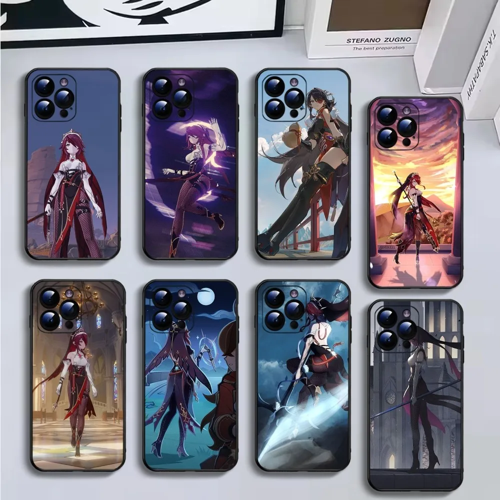 

Rosaria Phone Case For iPhone16,15,14,13,12,11 Plus,Pro Max,XS,X,XR,SE,Mini,8,7,Soft Silicone Black Cover