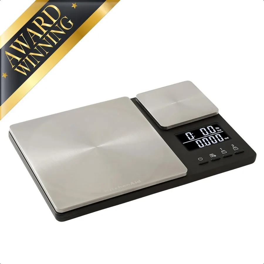 KitchenAid KQ909 Dual Platform Digital Kitchen and Food Scale 11 pound capacity and Precision 16oz capacity Black with Stainl S