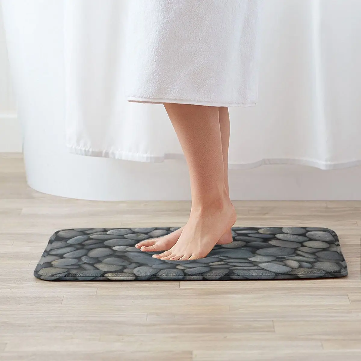 Gray River Stone Pebbles River Rock Doormat Non-slip Absorbent Bathroom Floor Mats Home Entrance Rugs Kitchen Carpet Footpad