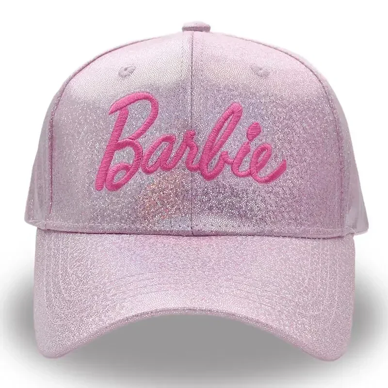 Gorra de béisbol con visera de arcoíris láser para mujer, sombrero de sol portátil con encanto de dibujos animados de Barbie, regalo de decoración, moda de ocio