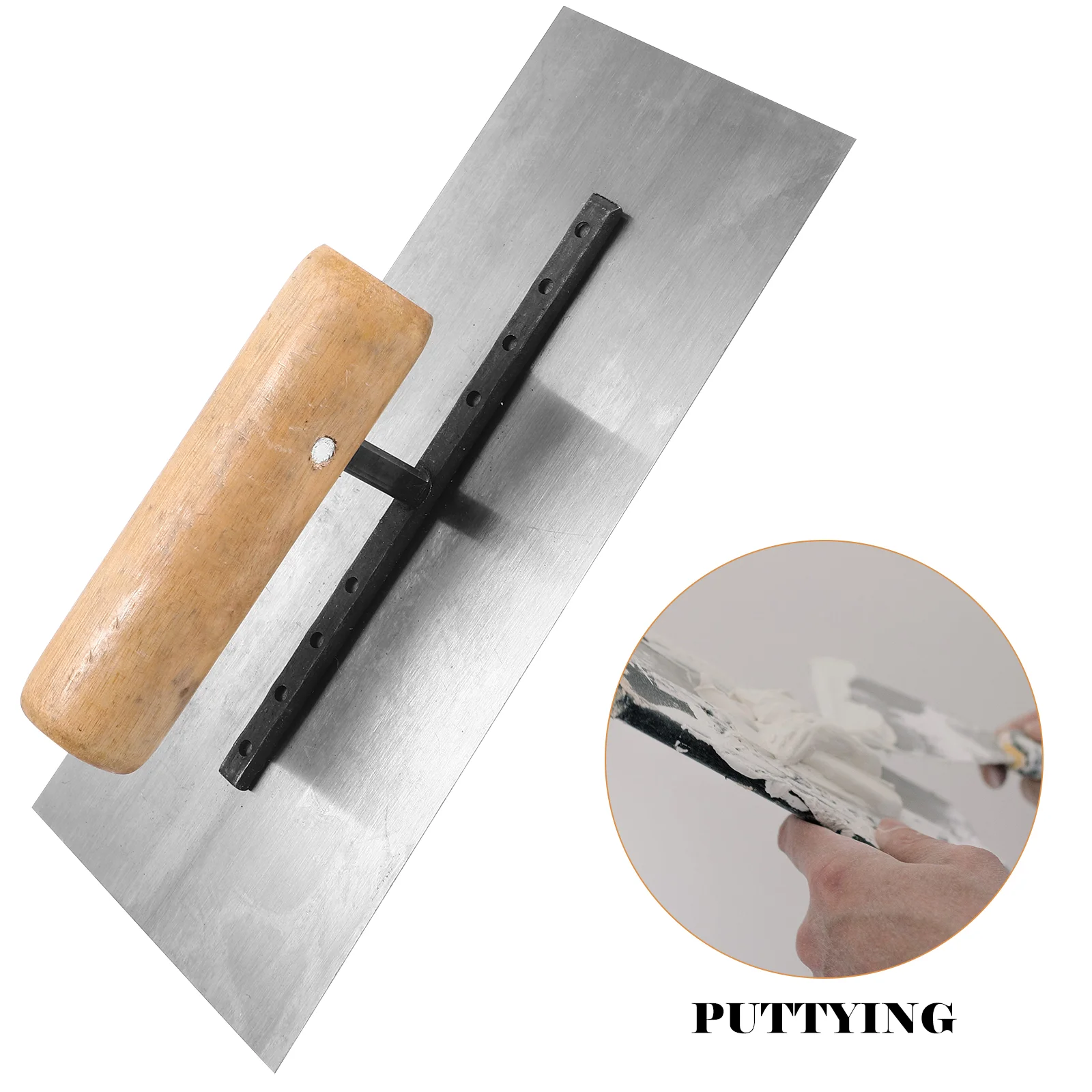 200mm Steel Board Wood Handle Mud Trowel Drywall Masonry Tool Heavy Duty Concrete Scraper Putty Smoothing Blade Home