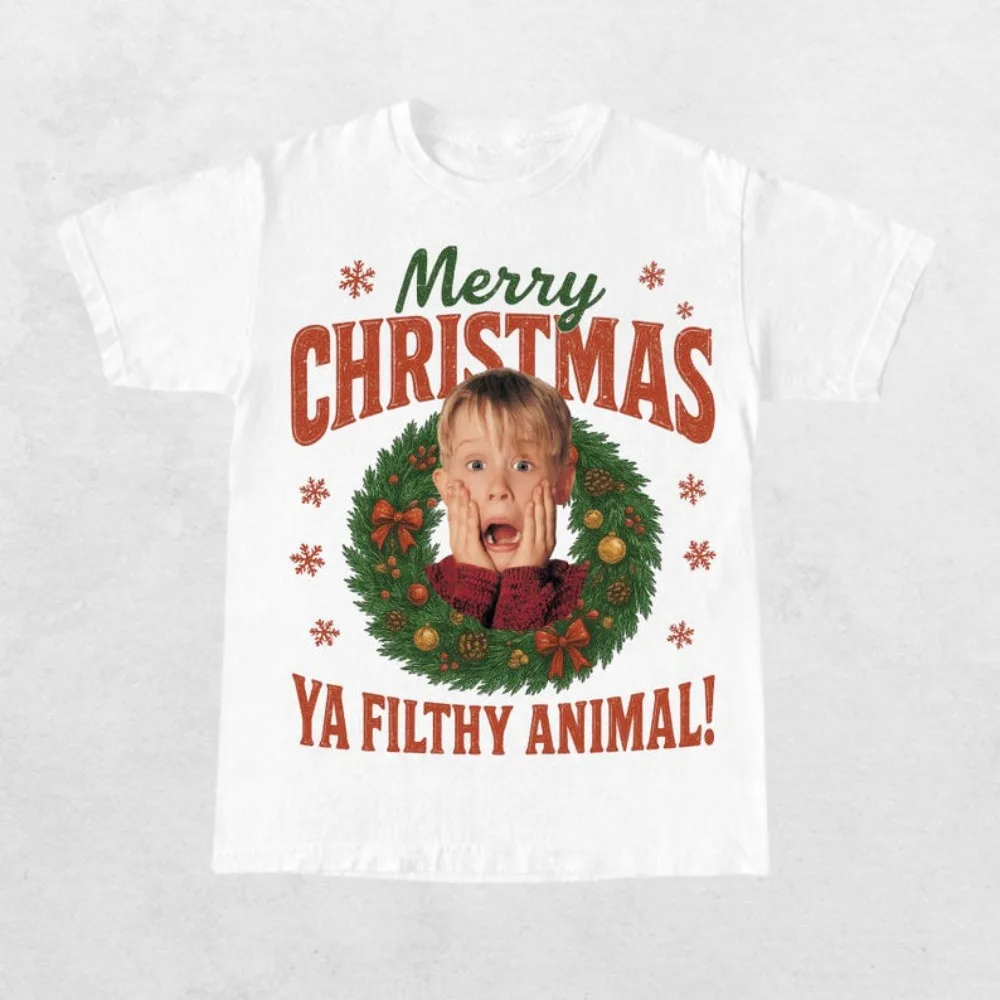 McCallister Home Alone النساء الرجال القطن تي شيرت عيد ميلاد سعيد الصيف قميص أعلى هدية الكريسماس عيد الميلاد فيلم قمم تي شيرت #1