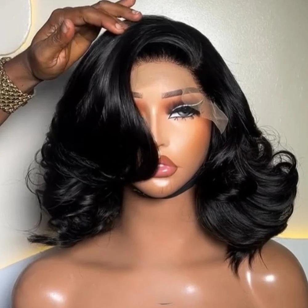 8-14 Inch Korte Body Wave Bob Pruiken Wear And Go 250/350 Dichtheid 13×6 HD Transparant Kant Frontale Pruiken 100% Menselijk Haar Voor Vrouwen