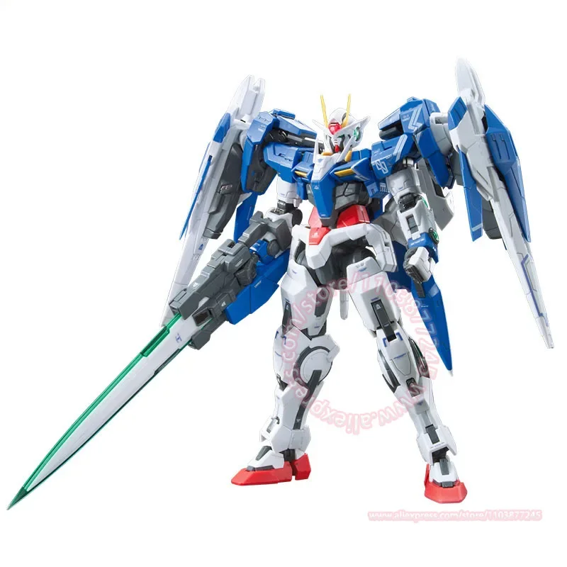 BANDAI RG 1/144 OO RAISER GN-0000+GNR-010 Hand Model Children's Toys Movable Doll Assembled Ornaments Christmas Gift for Boys