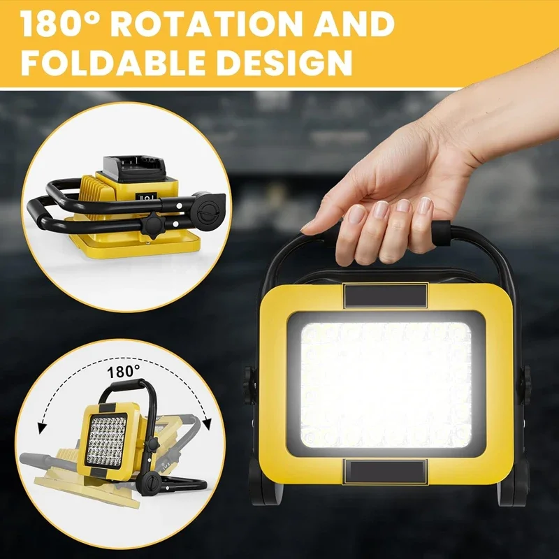 

Рабочий фонарь 50 Вт, 10000 лм для аккумулятора Dewalt 20 В Li-ion, беспроводной прожектор, строительный фонарь, фонарик для кемпинга, походов, работы