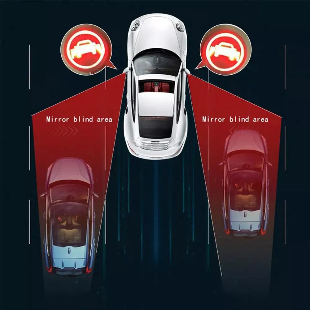 2PCS Lens Light Car Blind Spot Detection System Warning Light Assist Lane Changing Safety Driving Alarm Accessories