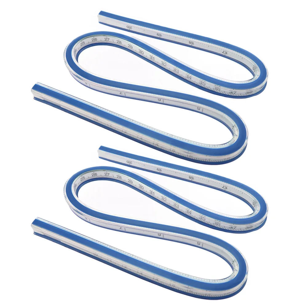 Règle de courbe Flexible en forme de serpent, 2 pièces, pour la couture, la mesure du dessin, courbe française, conception d'ingénierie artistique