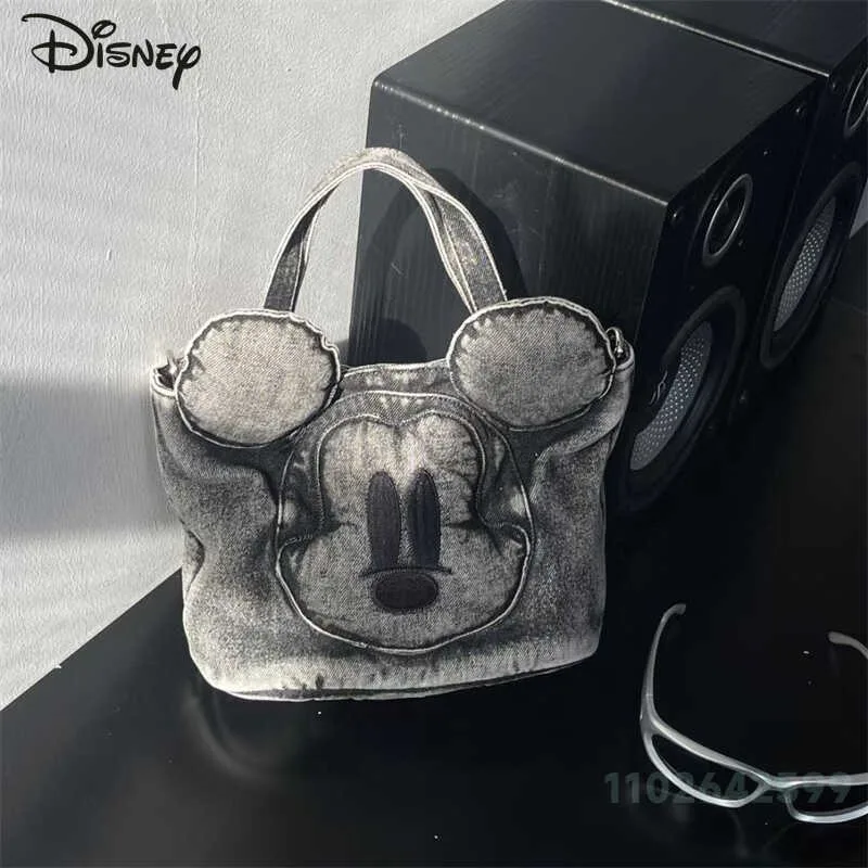 Disney-mickey bolsa de ombro feminina, bolsa tiracolo de grande capacidade, desenhos animados, armazenamento de bonecas, alta qualidade, moda, novo, 2024