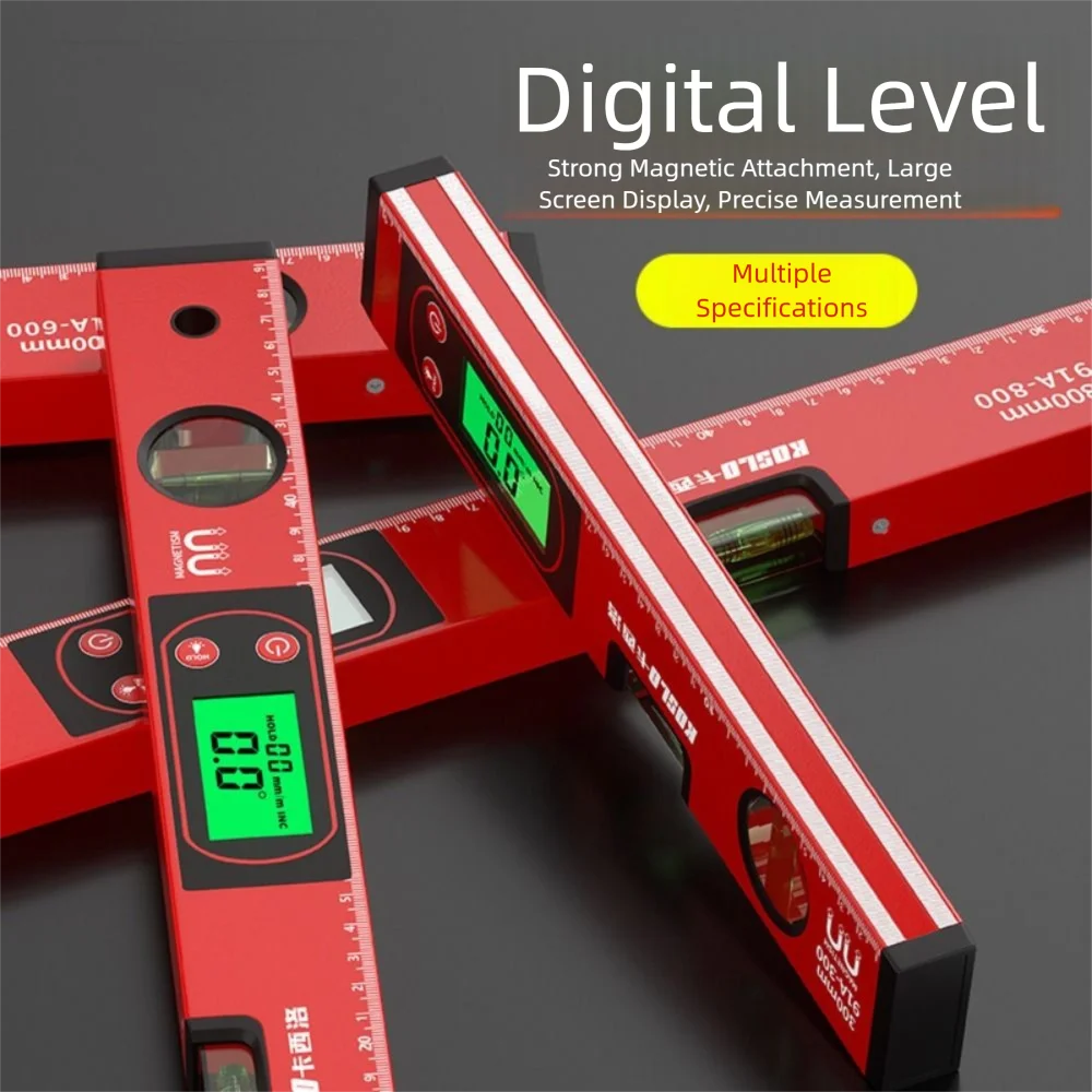 

LED Display Digital Protractor 0-90° Range High Precision Electronic Inclinometer Anti Slip with Horizontal Vertical Bubble