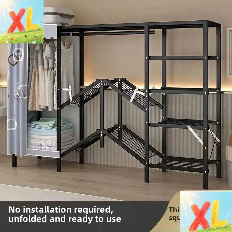 

Simple wardrobe household bedroom assembly fabric storage cabinet rental room modern simple economical hanging wardrobe