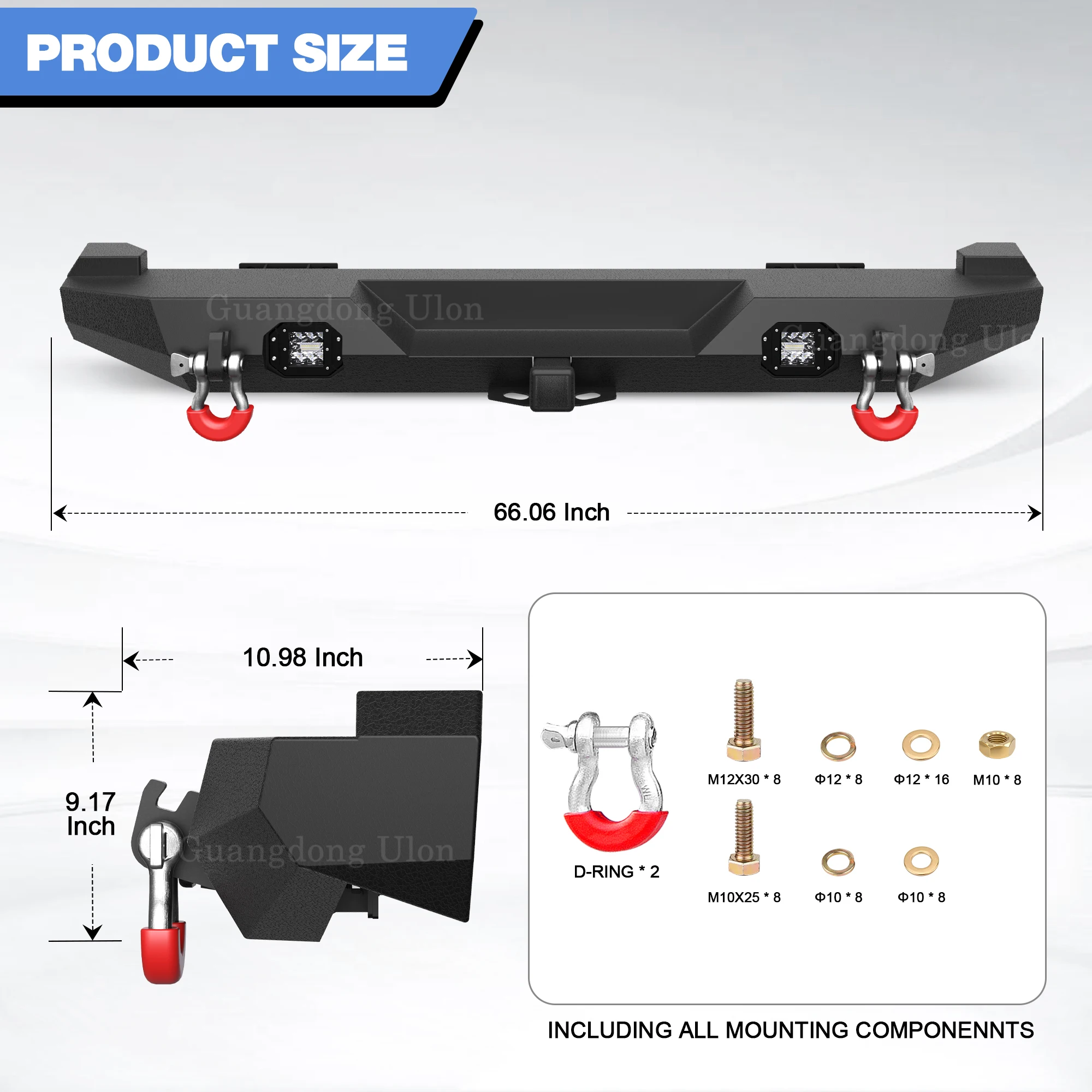 Rear Bumper Accessories Fit 1984-2001 Jeep Cherokee XJ (2/4 Doors) Off-road Bumpers, Black , 2\