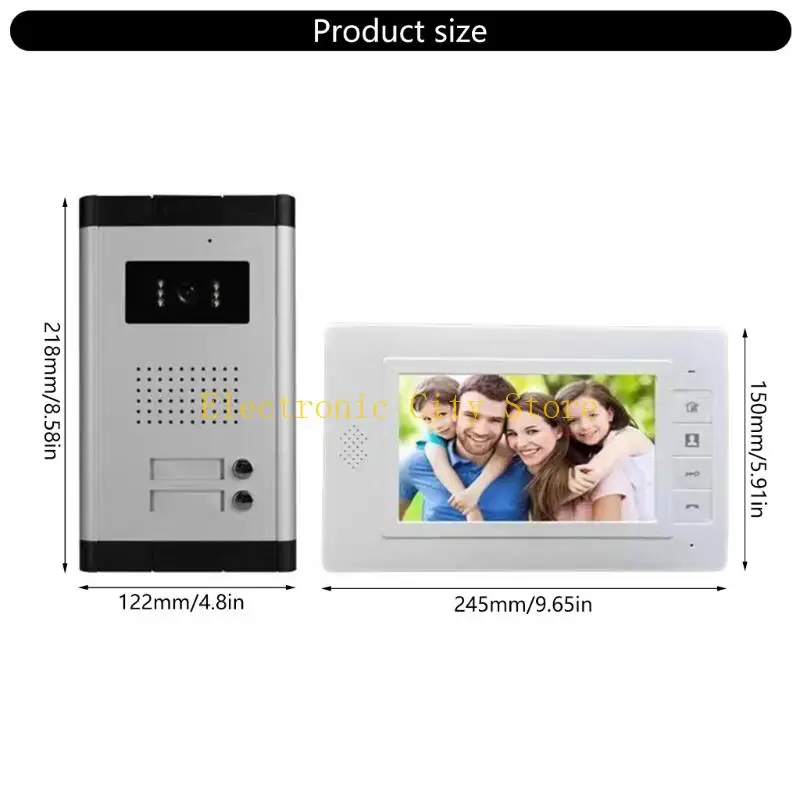 Expandable Modern Home Security System 7Inch LCD Video Intercom With Two Way Radio For Residential Commercial Buildings HU8D