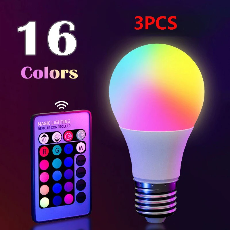 16 kleuren RGB-lamp LED veelkleurige lamp E27 220V huishoudelijke verlichting dimbaar 24-sleutel afstandsbediening slimme lamp sfeerlicht