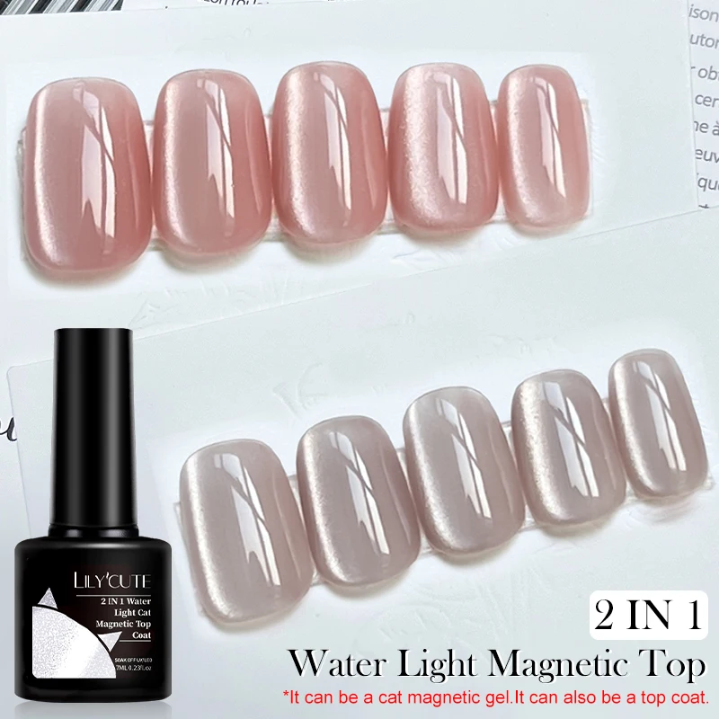 Lilycute 7Ml Water Light Cat Magnetische Top Coat Gel Nagellak Lente Zilver Sprankelend Effect Semi-Permanente Nail Art UV-Lak