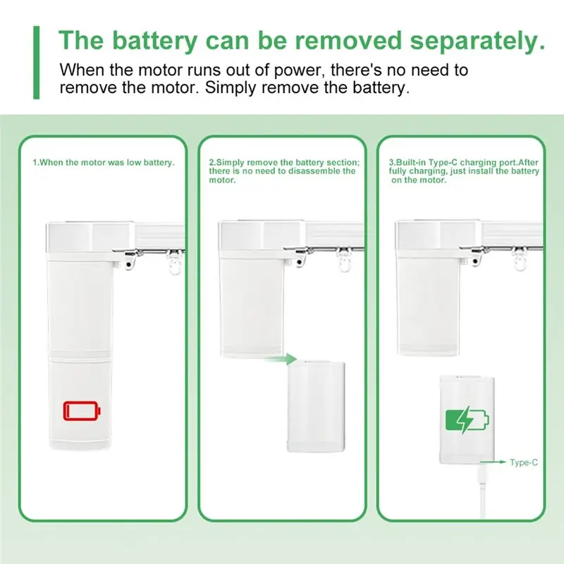 AFOURT-Zigbee For Curtain Motor Battery Operated Electric Opener Tuya App Smart Remote Control For Curtain Track Removable