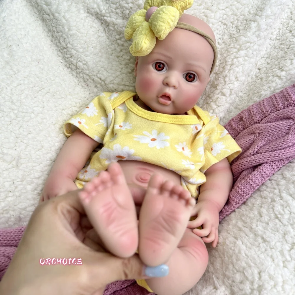 17 pouces jolie fille pleine platine silicone renaît bébé toucher doux pondéré poupée réaliste 3D peau bébé pour cadeau de Noël