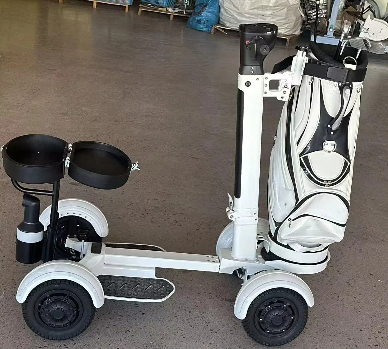 2026 أحدث تصميم حقيبة جولف سحب دفع عربة سبائك الألومنيوم 4 عجلات دفع عربة الغولف مع حامل المظلة #4