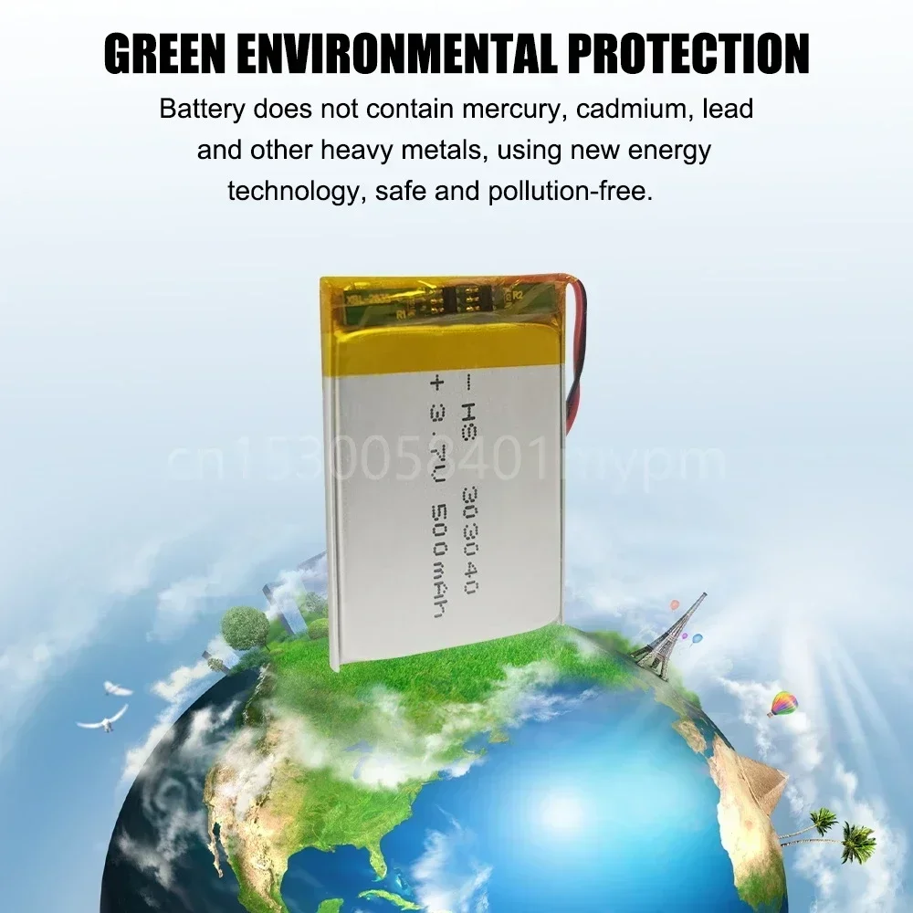 Mp3時計用充電式リチウムポリマー電池、GPSナビゲーション、読書ペン、Bluetoothヘッドセット、3.7v、350mah、303040、033040