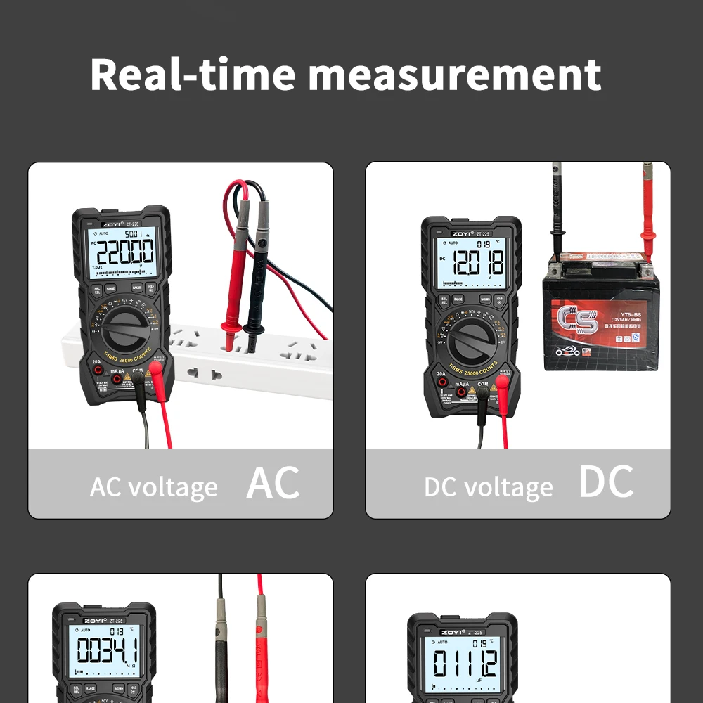 ZOYI ZT-225 4.5-digit High-Precision Fully Automatic Multimeter with Intelligent Burn-Out Protection for Electricians