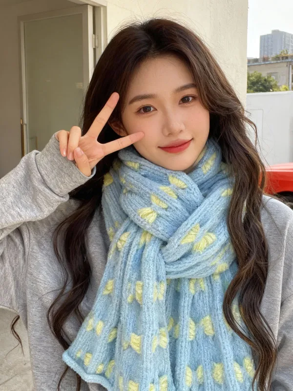 

Handmade DIY Knot Cotton Candy Weaving awl Material Kit Girlfriend Winter Faion Accories Hand Knitted Scarf