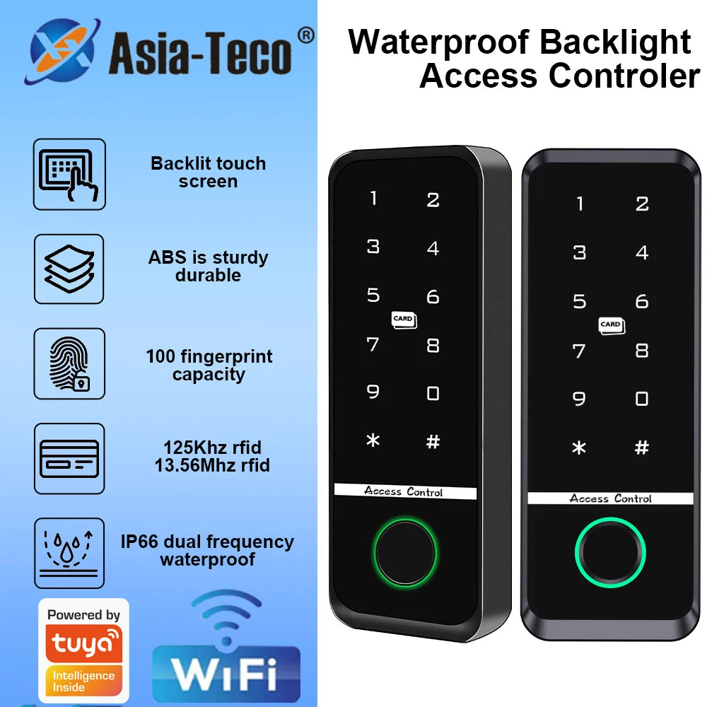 tuyaアプリ対応-wifi指紋認証ドアロック-icカードリーダーコントローラー-屋外キーボード-防水アクセス制御システム