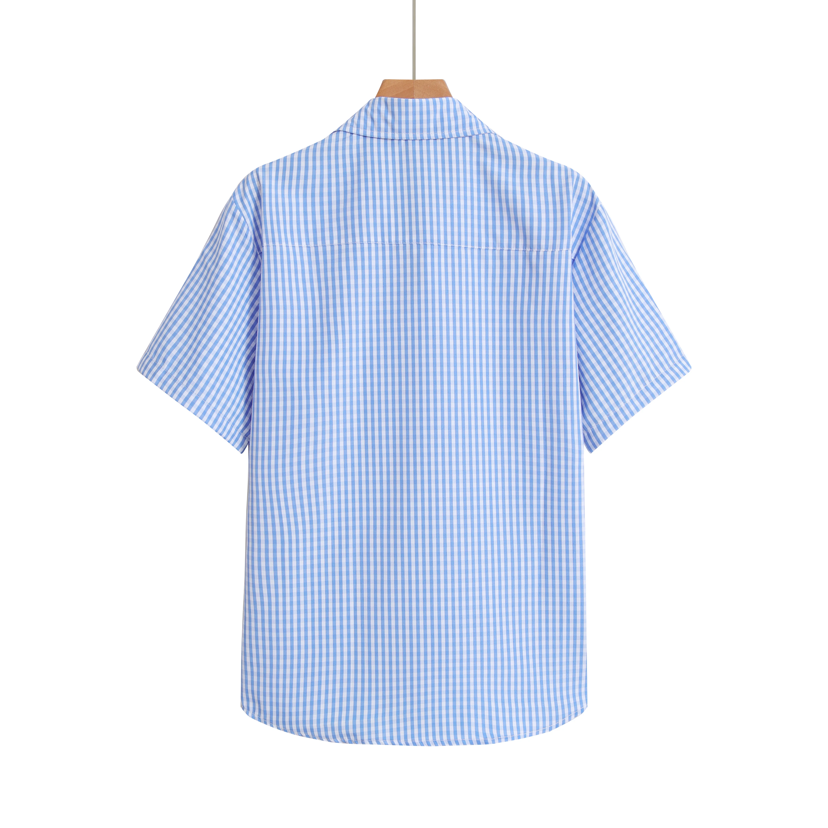 Blue Plaid Shirt Men Shirts New Summer Fashion Chemise Homme Mens Checkered Shirts Button Up Short Sleeve Shirt Men Blouse